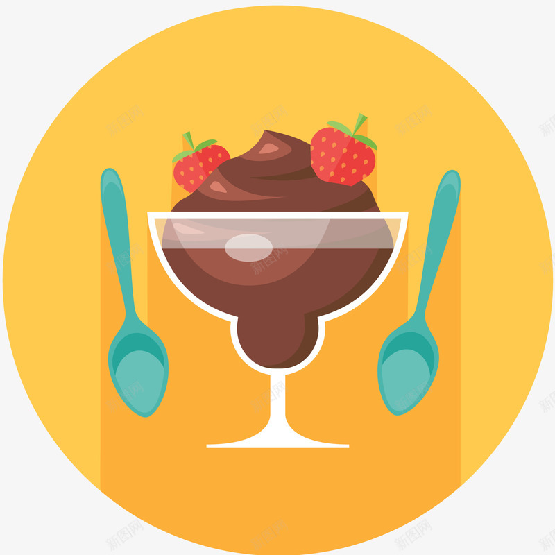 草莓巧克力冰淇淋图标矢量图ai_新图网 https://ixintu.com 免抠PNG 冷饮 勺子 巧克力冰淇淋 玻璃杯 甜点 美食 草莓 草莓巧克力冰淇淋图标 矢量图