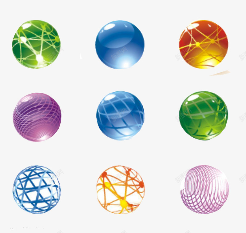 玻璃珠子png免抠素材_新图网 https://ixintu.com 个性 光效球 圆球 好看色 漂亮 色彩球