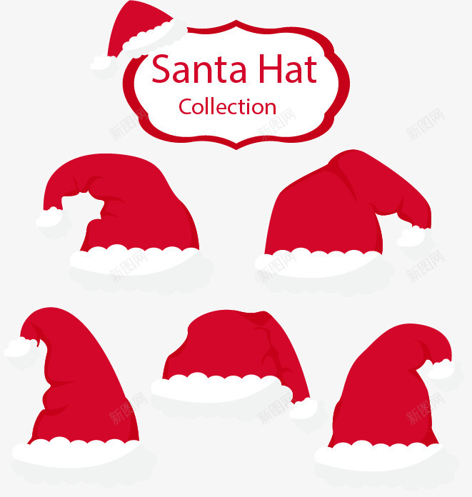 五顶红色圣诞帽png免抠素材_新图网 https://ixintu.com 圣诞帽 帽子圣诞节图片素材 白色花边 矢量素材 红色