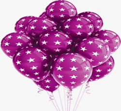 紫色带星气球素材
