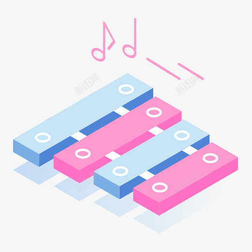一个蓝粉色的乐器图标psd_新图网 https://ixintu.com 25D图标 music 五线谱 艺术 键盘乐器 音乐器材 音乐符号 音符