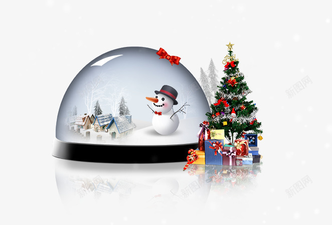 圣诞节精美礼物png免抠素材_新图网 https://ixintu.com 圣诞树 圣诞节场景 圣诞节礼 玻璃球 雪人