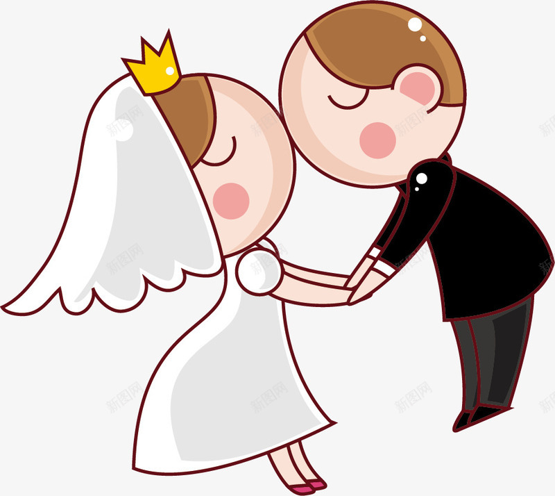 接吻的新人png免抠素材_新图网 https://ixintu.com 卡通 婚礼 接吻 新人 新郎新娘 结婚