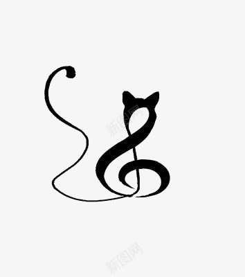 音符图标png_新图网 https://ixintu.com 创意音符 猫咪 音乐 音符涂鸦 黑色猫咪