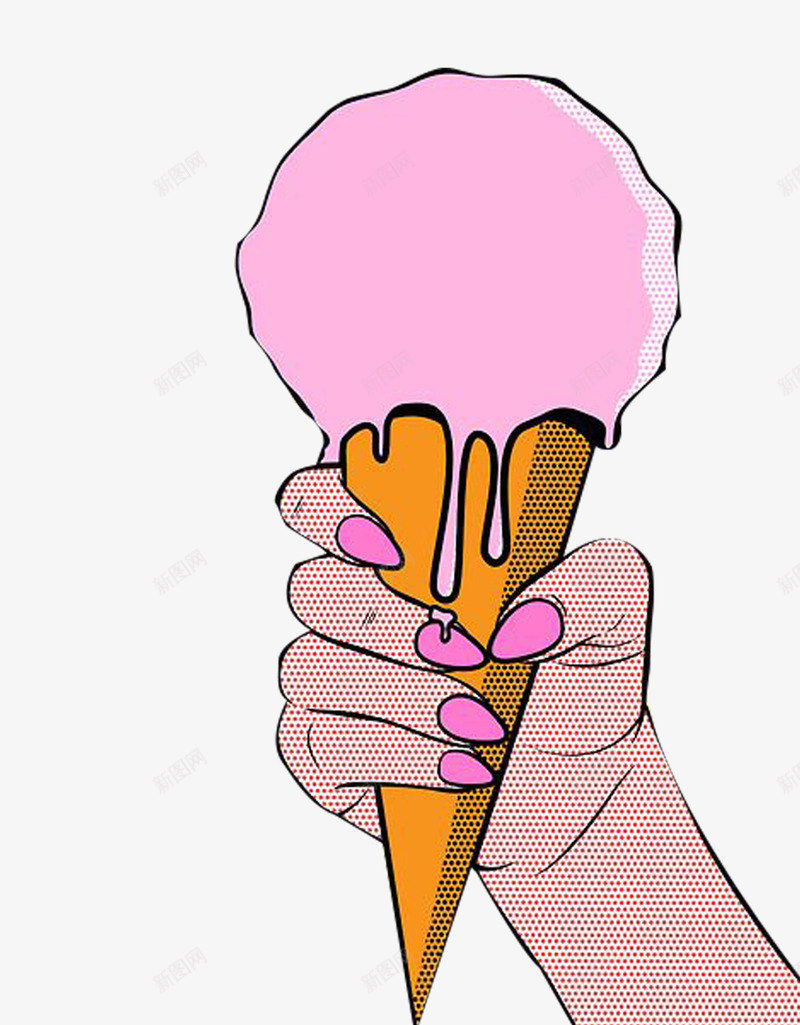 创意png免抠素材_新图网 https://ixintu.com 冰激凌 创意色彩 手握冰激凌 指甲油 时尚 波普风格 潮流 粉红色 粉色冰激凌 美味 色彩 雪糕