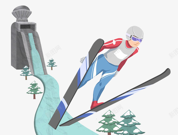 手绘体育运动会高山滑雪png免抠素材_新图网 https://ixintu.com 体育赛事 松树 比赛 运动会 运动会徽 高山滑雪
