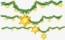 松枝藤蔓绿色圣诞节星星挂件高清图片