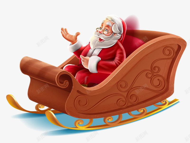 圣诞节棕色雪橇png免抠素材_新图网 https://ixintu.com 喜庆 圣诞老人 圣诞节雪橇 棕色雪橇 童趣 质感