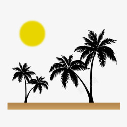 椰子树剪影椰子树太阳矢量图高清图片