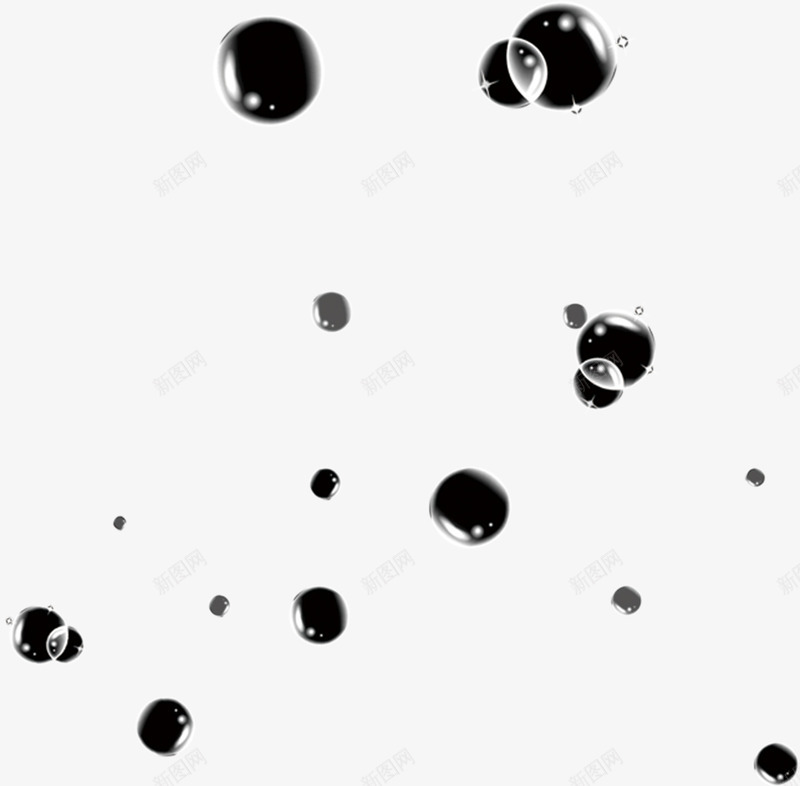 黑色白斑点小球和透明泡泡png免抠素材_新图网 https://ixintu.com 小球 泡泡 白斑 素材 透明 黑色