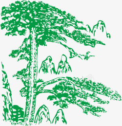 长白山松树素描雪松树高清图片