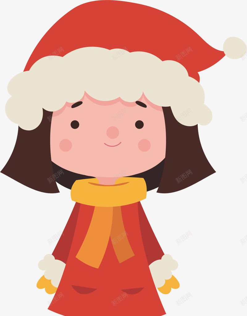 可爱的小女孩png免抠素材_新图网 https://ixintu.com 卡通 圣诞帽 外国小朋友 女孩