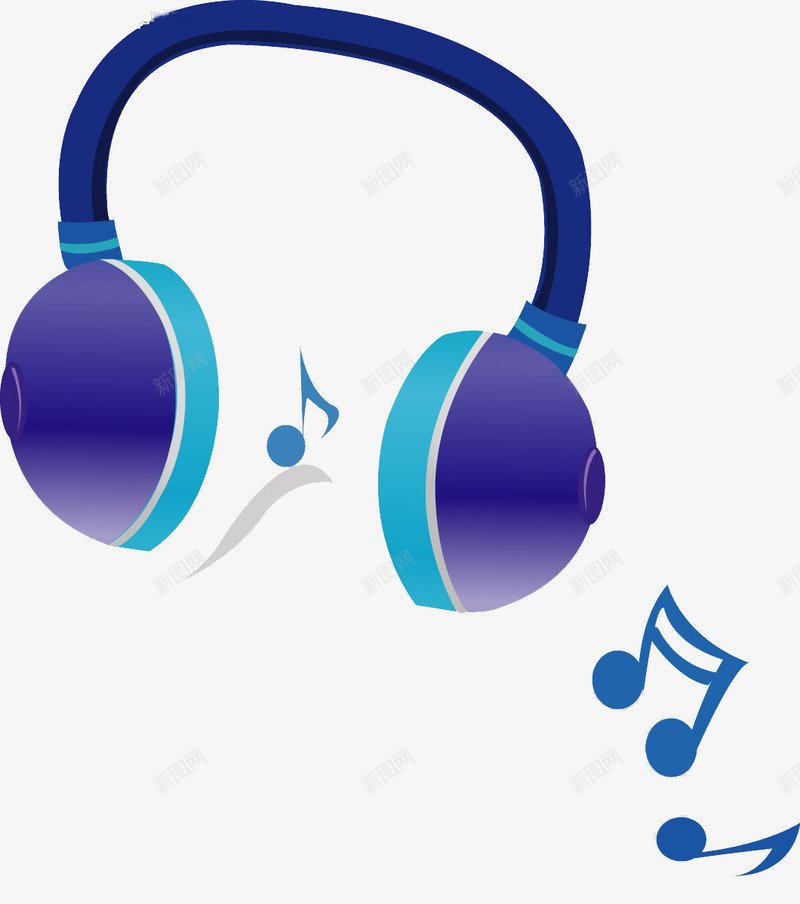 蓝色卡通耳机png免抠素材_新图网 https://ixintu.com 卡通 生活用品 耳机 蓝色 音乐 音符