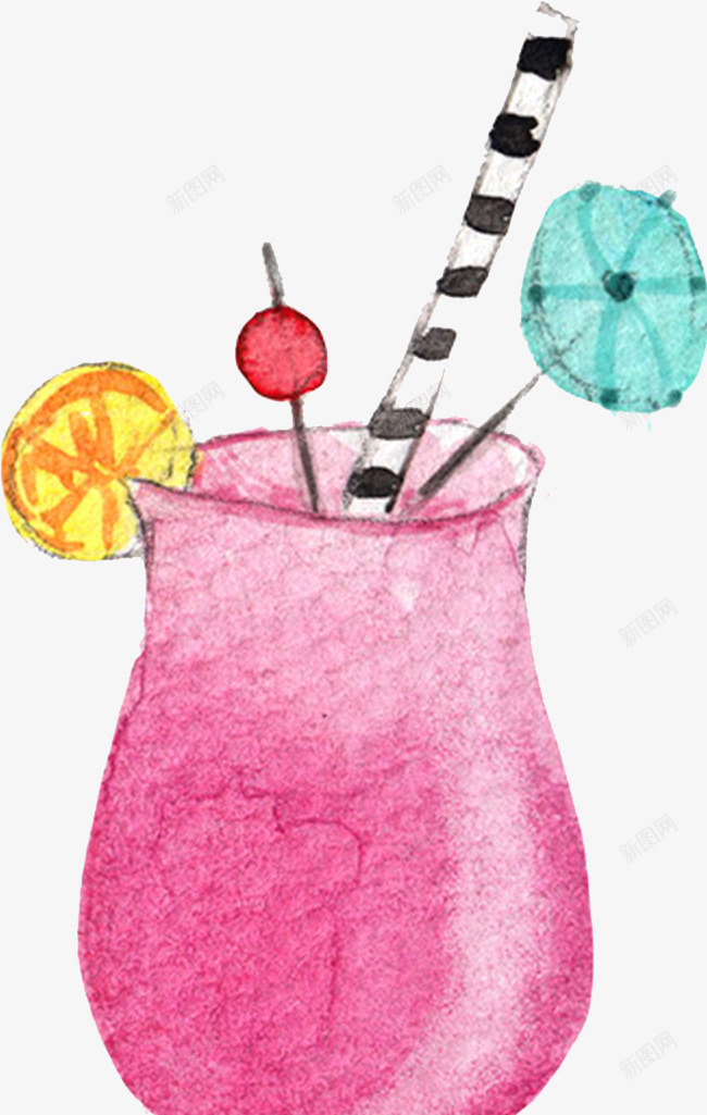 粉色果汁杯png免抠素材_新图网 https://ixintu.com png图形 png装饰 吸管 手绘 果汁杯 装饰