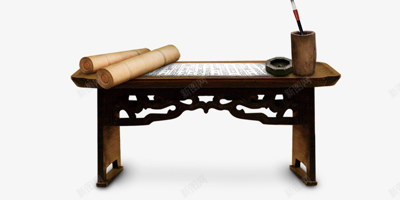 中国风书桌png免抠素材_新图网 https://ixintu.com 中国风 书桌 古代书桌 古朴 古风 木桌