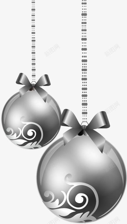 手绘银色圣诞球吊链图案png免抠素材_新图网 https://ixintu.com 吊链 图案 圣诞球 手绘 银色
