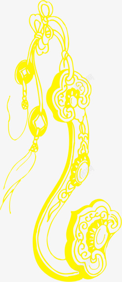 黄色花纹元旦装饰素材