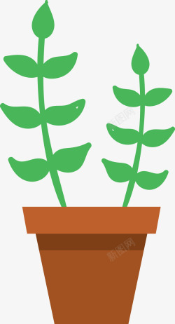 绿色卡通植物盆栽图素材