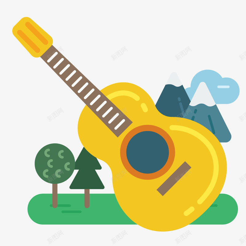 模型手绘吉他png免抠素材_新图网 https://ixintu.com 唱响 工具 形状 歌唱 音乐器材