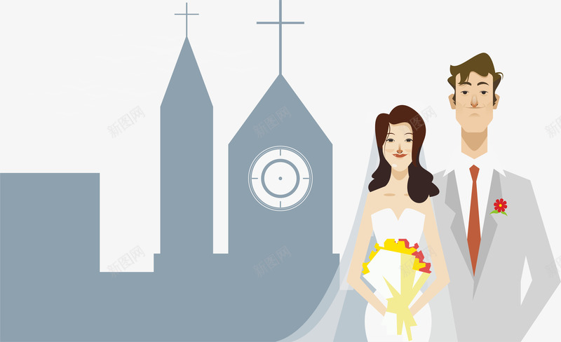 浪漫结婚婚礼png免抠素材_新图网 https://ixintu.com 城堡结婚 婚礼素材 新娘新郎 矢量素材 结婚矢量