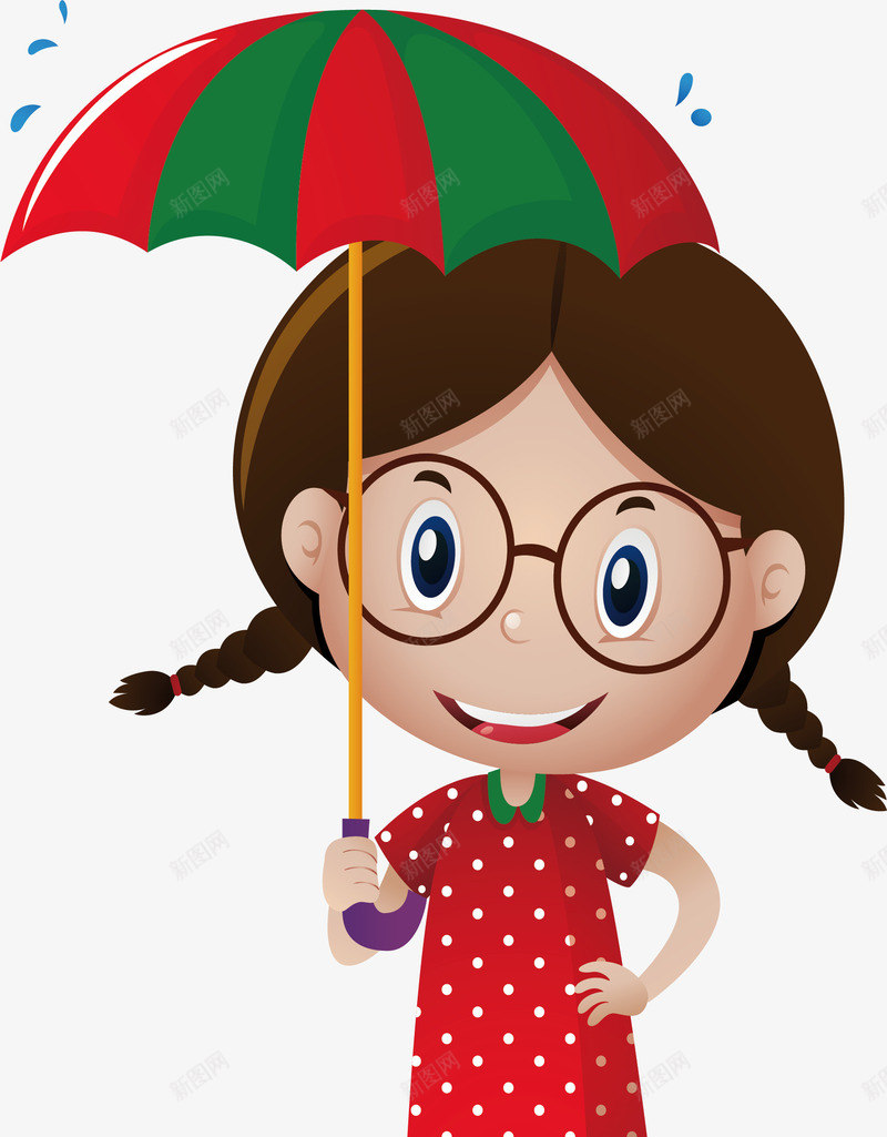 打折雨伞的眼镜女孩png免抠素材_新图网 https://ixintu.com 戴眼镜女孩 打伞的女孩 打雨伞 眼镜女孩 矢量png 红衣女孩