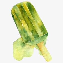 水彩绘冰棒夏天冷饮绿豆雪糕水彩画片高清图片