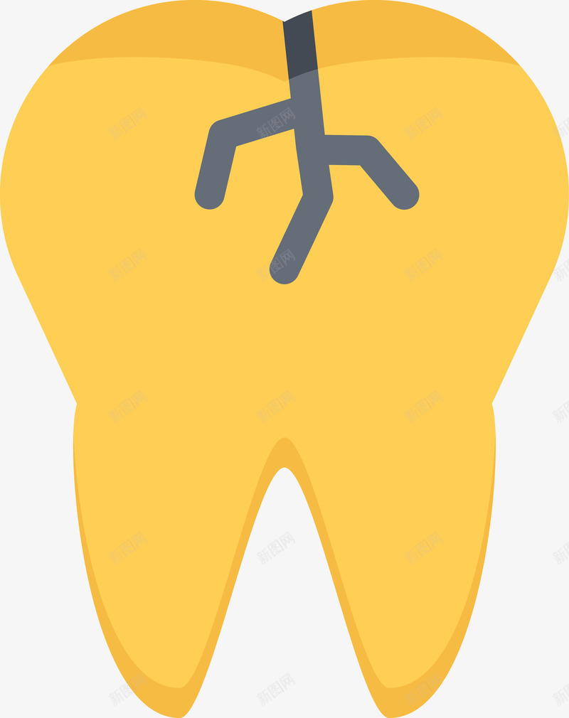 有裂痕的大黄牙矢量图图标eps_新图网 https://ixintu.com 图标icon 牙齿 缺牙 蛀牙 黄牙 龋齿 矢量图