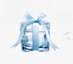 冰丝天蓝色丝带水晶冰雪礼品高清图片