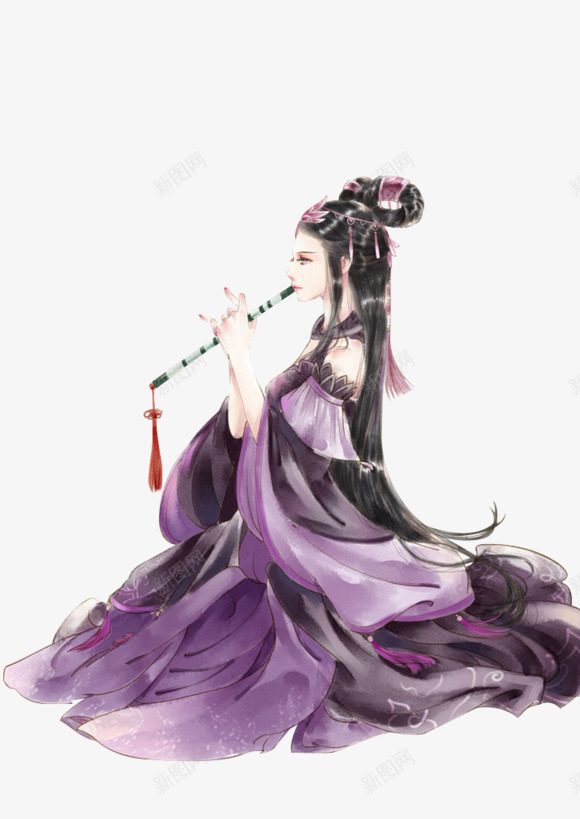 古风手绘png免抠素材_新图网 https://ixintu.com 中国风 古典 手绘 美人