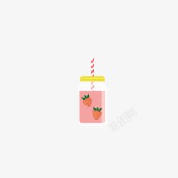 创意水果汁手绘草莓饮品高清图片