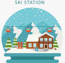 滑雪场水晶球冬季滑雪场水晶球矢量图高清图片