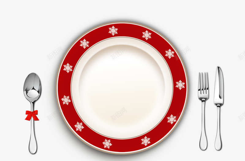 圣诞风格西餐盘和餐具png免抠素材_新图网 https://ixintu.com 刀叉 勺子 圣诞 盘子 西式餐盘 西餐盘 餐具 餐盘
