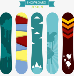 滑雪板图案五款滑雪板矢量图高清图片