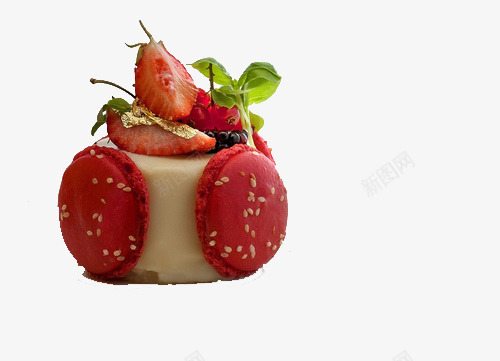 草莓马卡龙甜点png免抠素材_新图网 https://ixintu.com 甜点 粉色系 草莓 马卡龙