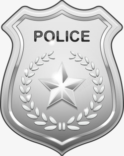 鐭噺鐏银色警察徽章矢量图高清图片