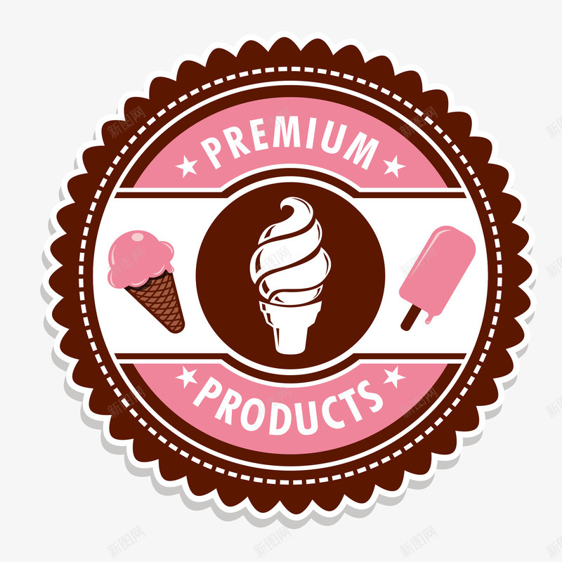 圆形冰激凌店标志图标png_新图网 https://ixintu.com premium 一流品质 冰激凌 冰激凌图标 冰激淋 冷饮店图标 圆形图标 粉色圆形图标 雪糕