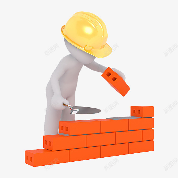 盖房子的小人png免抠素材_新图网 https://ixintu.com 3D小人 安全 工人 搬砖