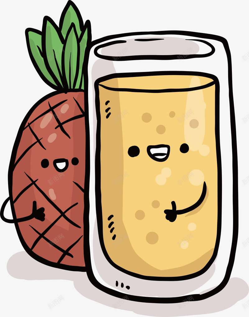 卡通菠萝果汁矢量图ai免抠素材_新图网 https://ixintu.com 好喝 插画 果汁 果汁设计 菠萝 菠萝果汁 矢量图