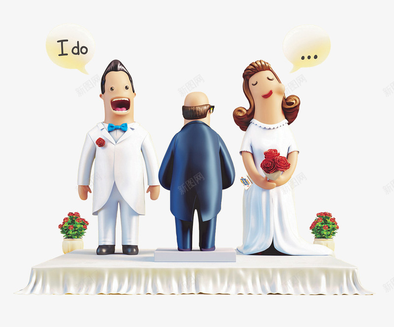 结婚卡通形象图案png免抠素材_新图网 https://ixintu.com 人物图案 结婚卡通形象 结婚素材