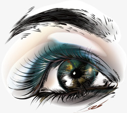 蓝色素描瞳孔眼睛矢量图素材