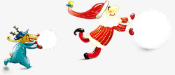 圣诞老人滚雪球素材圣诞老人和动物滚雪球高清图片