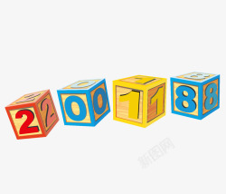 方块叠成的2018彩色小木块2018字体高清图片