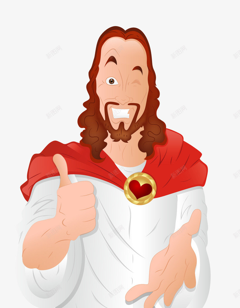 卡通耶稣人像矢量图eps免抠素材_新图网 https://ixintu.com 卡通手绘 棒 眨眼 矢量图 称赞 耶稣头像 表情