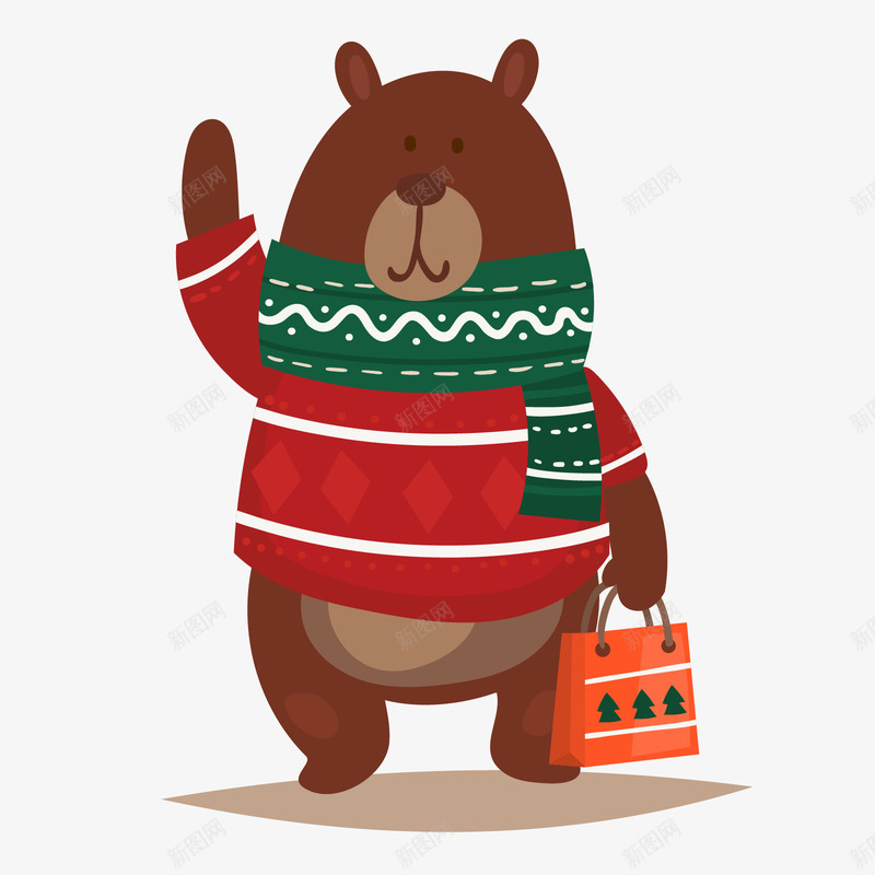 灰红色拿着购物袋的圣诞购物熊矢量图ai免抠素材_新图网 https://ixintu.com 卡通 圣诞 拿着购物袋 灰色 红色 节日 购物 购物熊 矢量图