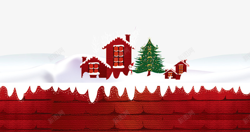 圣诞雪地房子png免抠素材_新图网 https://ixintu.com 圣诞 圣诞免抠图透明素材 圣诞树 房子 雪地