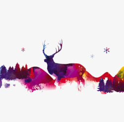 圣诞驯鹿彩色元素素材