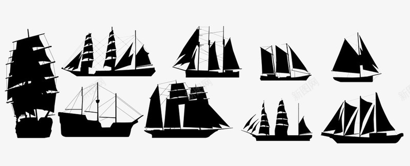 黑色帆船图标图标