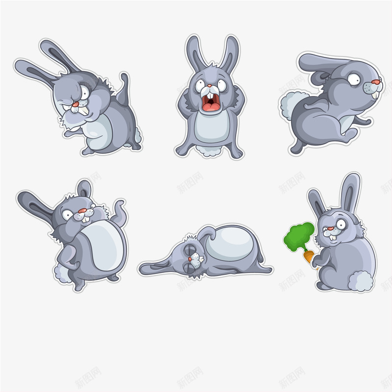 搞怪灰色兔子png免抠素材_新图网 https://ixintu.com Q版灰兔 兔子 卡通 灰兔 灰色 表情