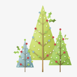 冬青果手绘圣诞树锯齿状高清图片