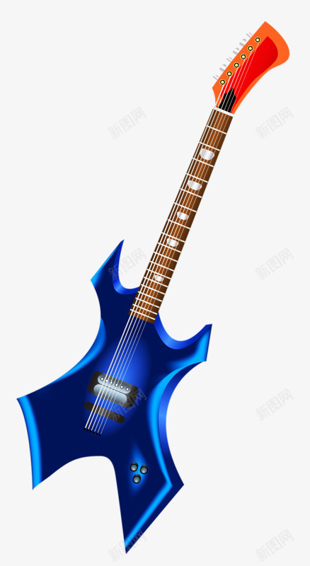 电子吉他png免抠素材_新图网 https://ixintu.com 乐器 唱歌 声乐 手绘 电子吉他 蓝色